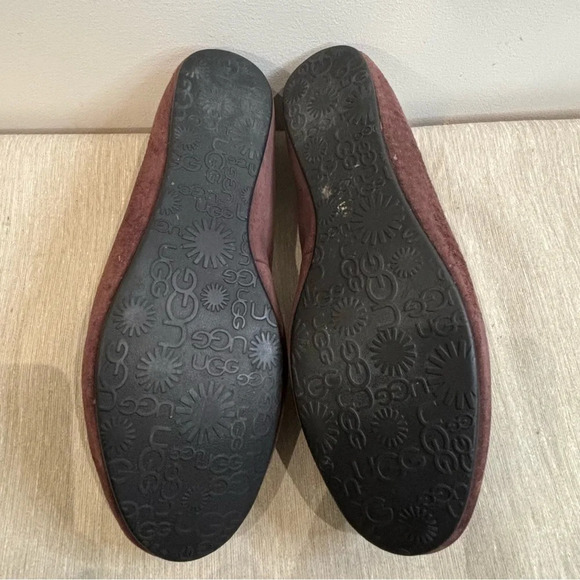 UGG Sz  10 Alloway Suede Bow and Studs Shearling Lined Round Toe Ballet Flats - Picture 8 of 10